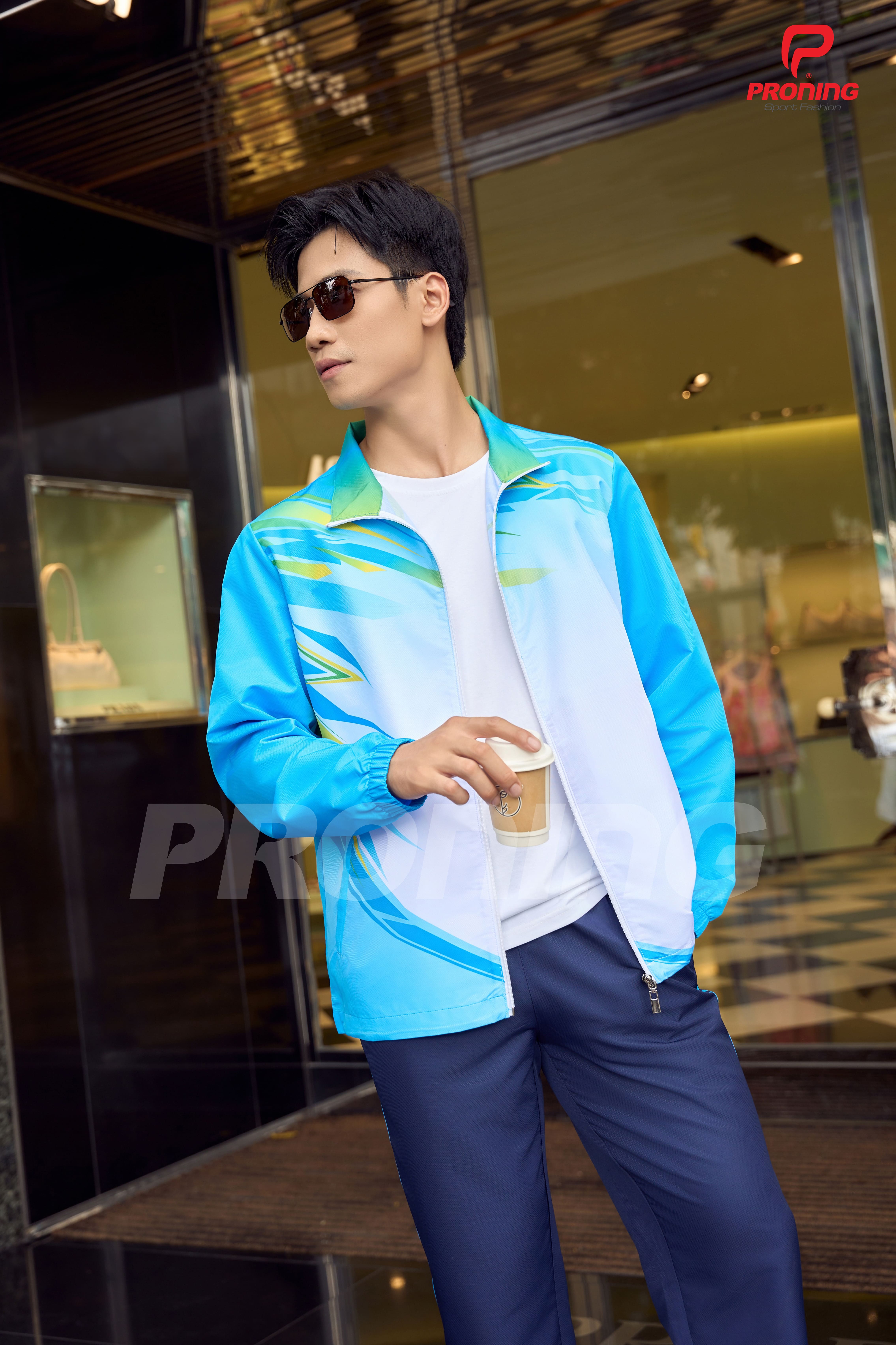 Bộ gió thể thao nam MDB-257 xanh cô ban phối navy